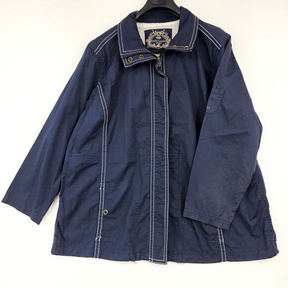 Oleg Cassini Sport Navy Sea Combers Zip Jacket Women’s 2X Nautical Preppy 3711 - Picture 1 of 8